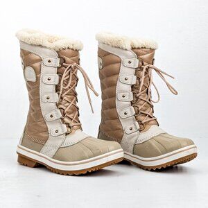 Sorel Women Tofino Lux II Beige Warm Winter Lace-up Snow Boots sz 6